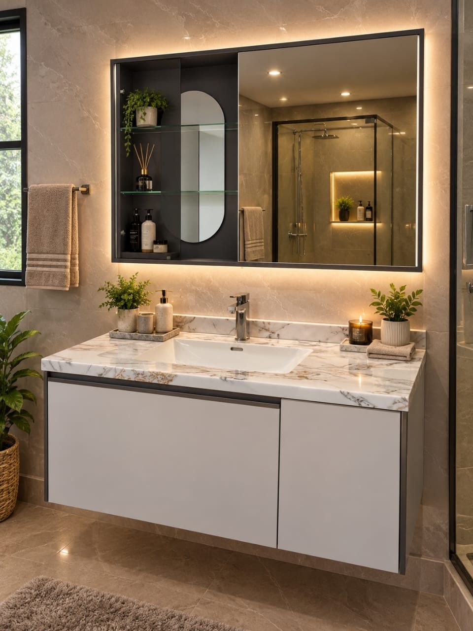 VANITY SINK + MIRROR  - ONYX 1001