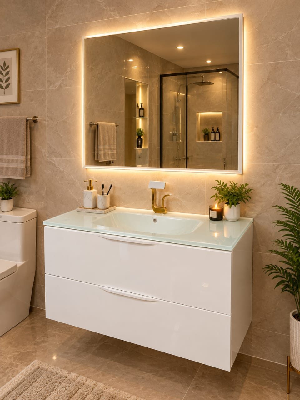 VANITY SINK + MIRROR  - ONYX 34 - 80CM