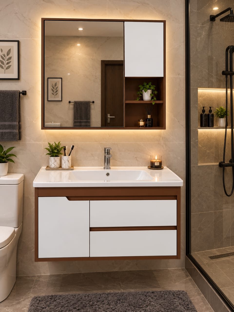 VANITY SINK + MIRROR  - 80CM - ONYX 29