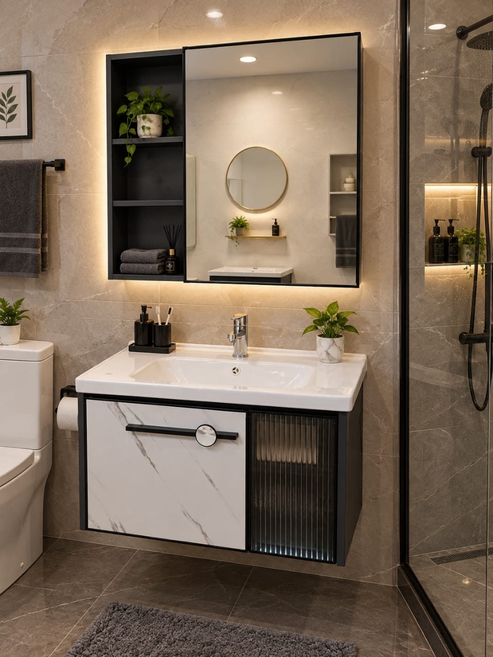 VANITY SINK + MIRROR  - ONYX -E - 5001