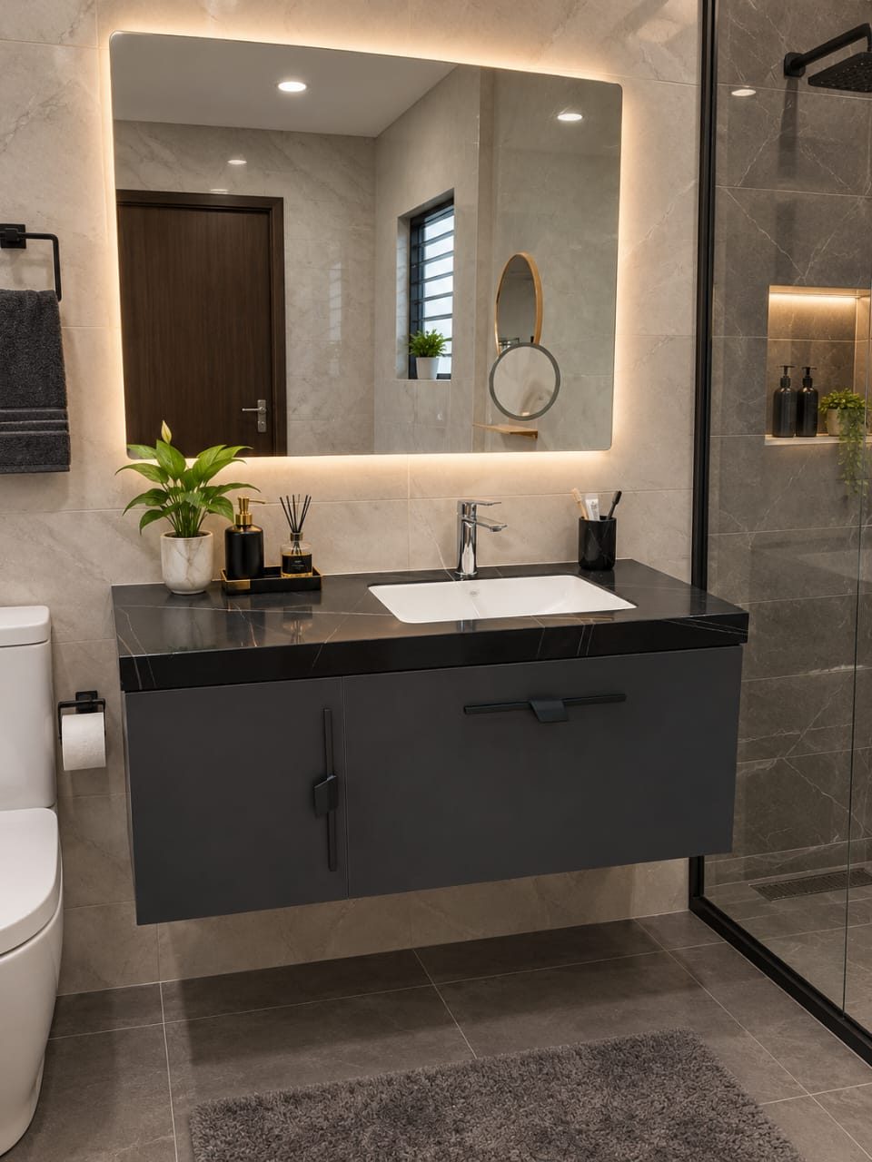 VANITY SINK + MIRROR - ONYX - 1001 - 120CM