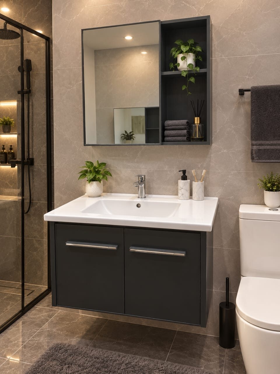 VANITY SINK + MIRROR  - 60CM - ONYX 13