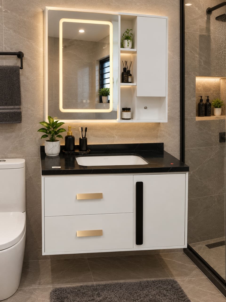 VANITY SINK + MIRROR  - 80CM - ONYX 41