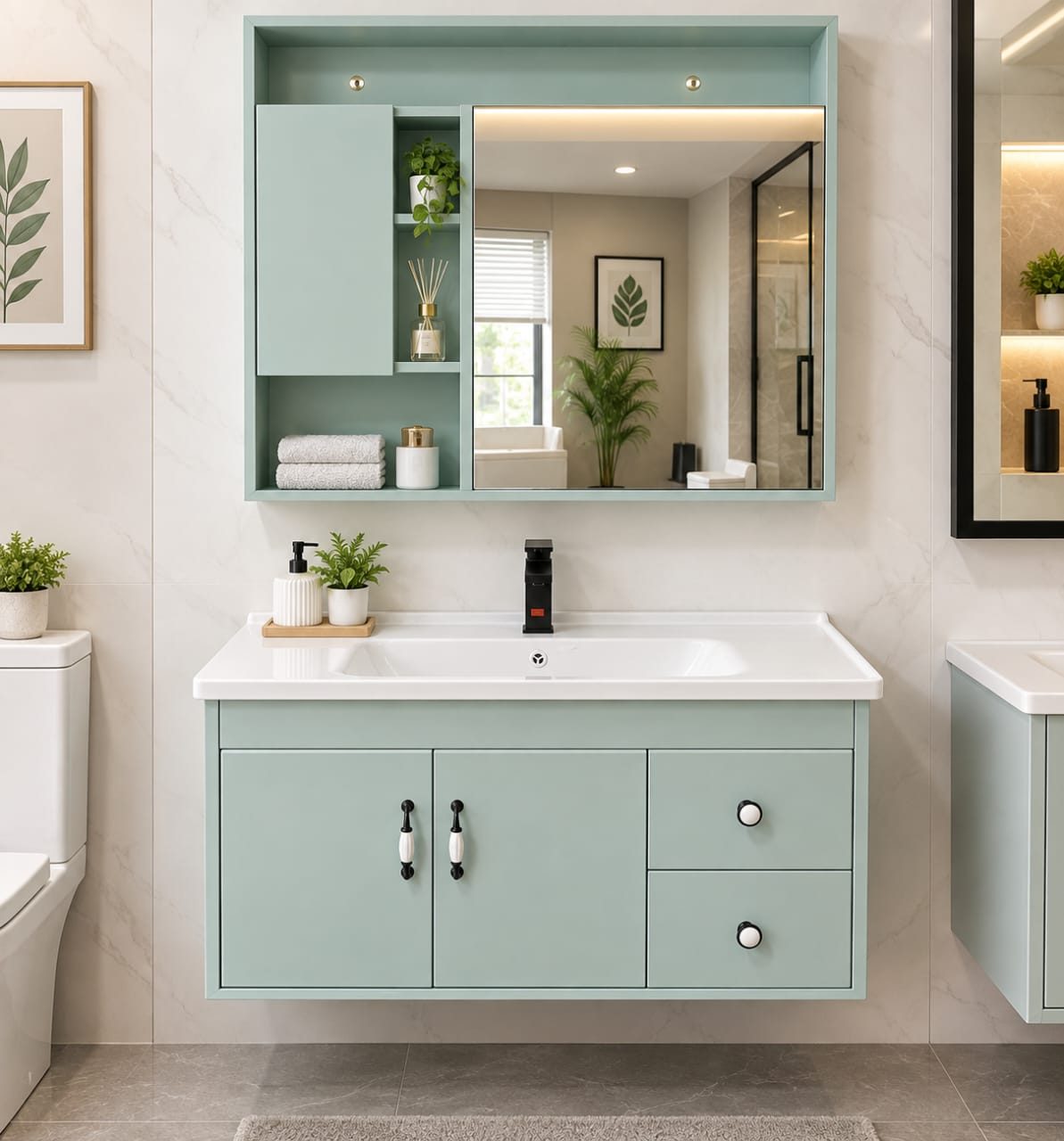 VANITY SINK + MIRROR+ONYX 45