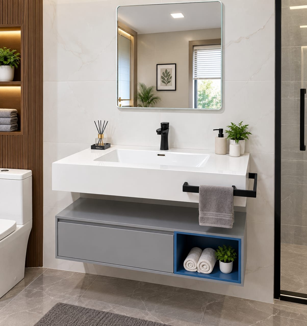 VANITY SINK + MIRROR  - 80CM - ONYX 43