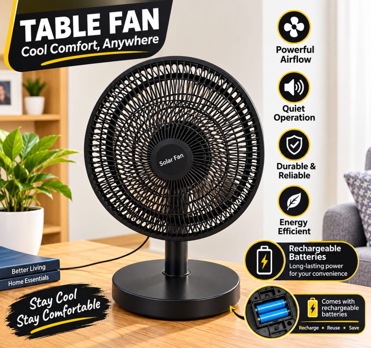 RECHARGEABLE - FAN 318 - FAK 2446 BLACK