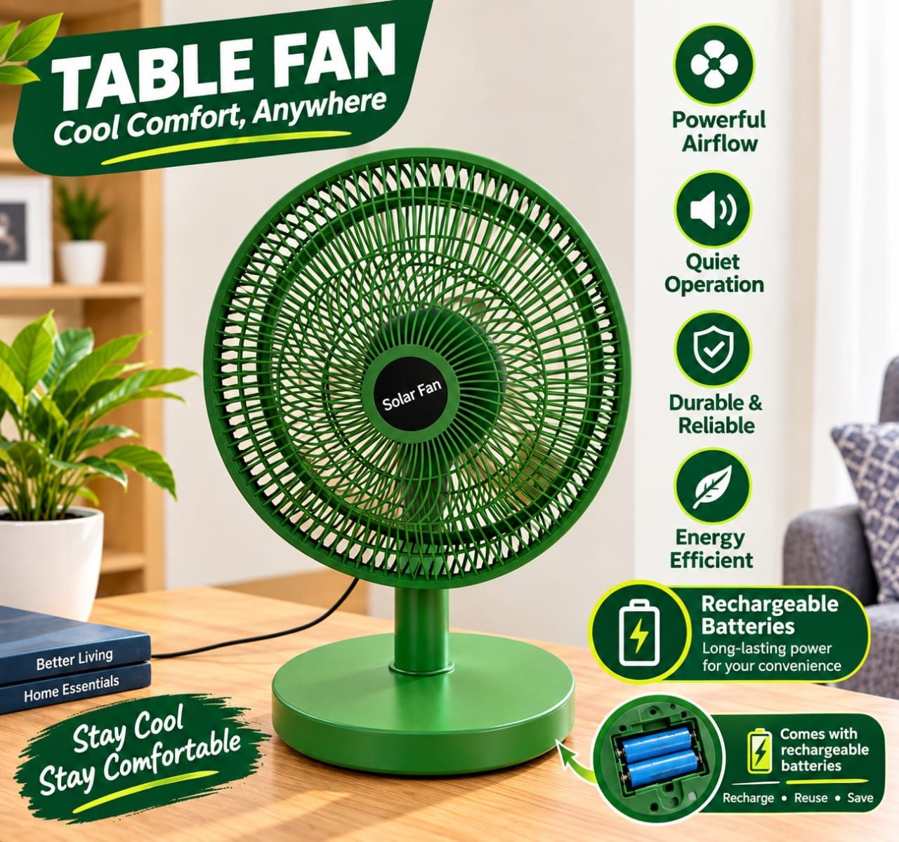 RECHARGEABLE - FAN 318  - FAK 2446 GREEN