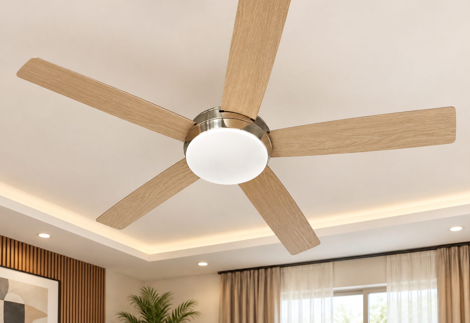 CEILING FAN -8802 - SAND NICKEL + LIGHT