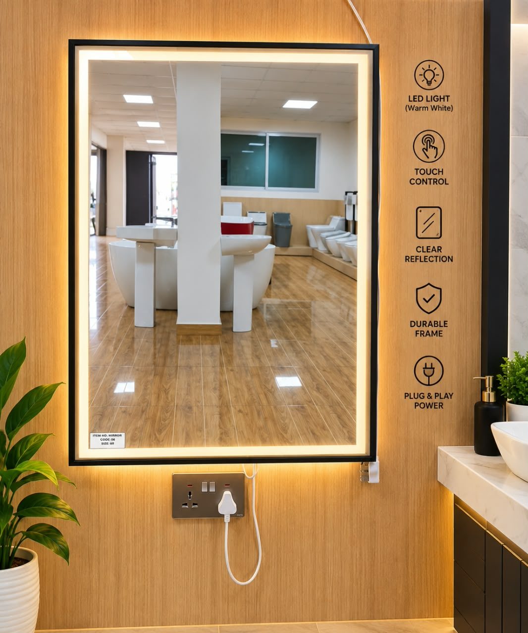 BLACK LED MIRROR YS1008