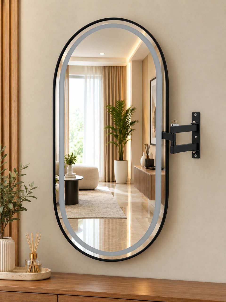 BLACK OVAL SHAPED MIRROR YR1009