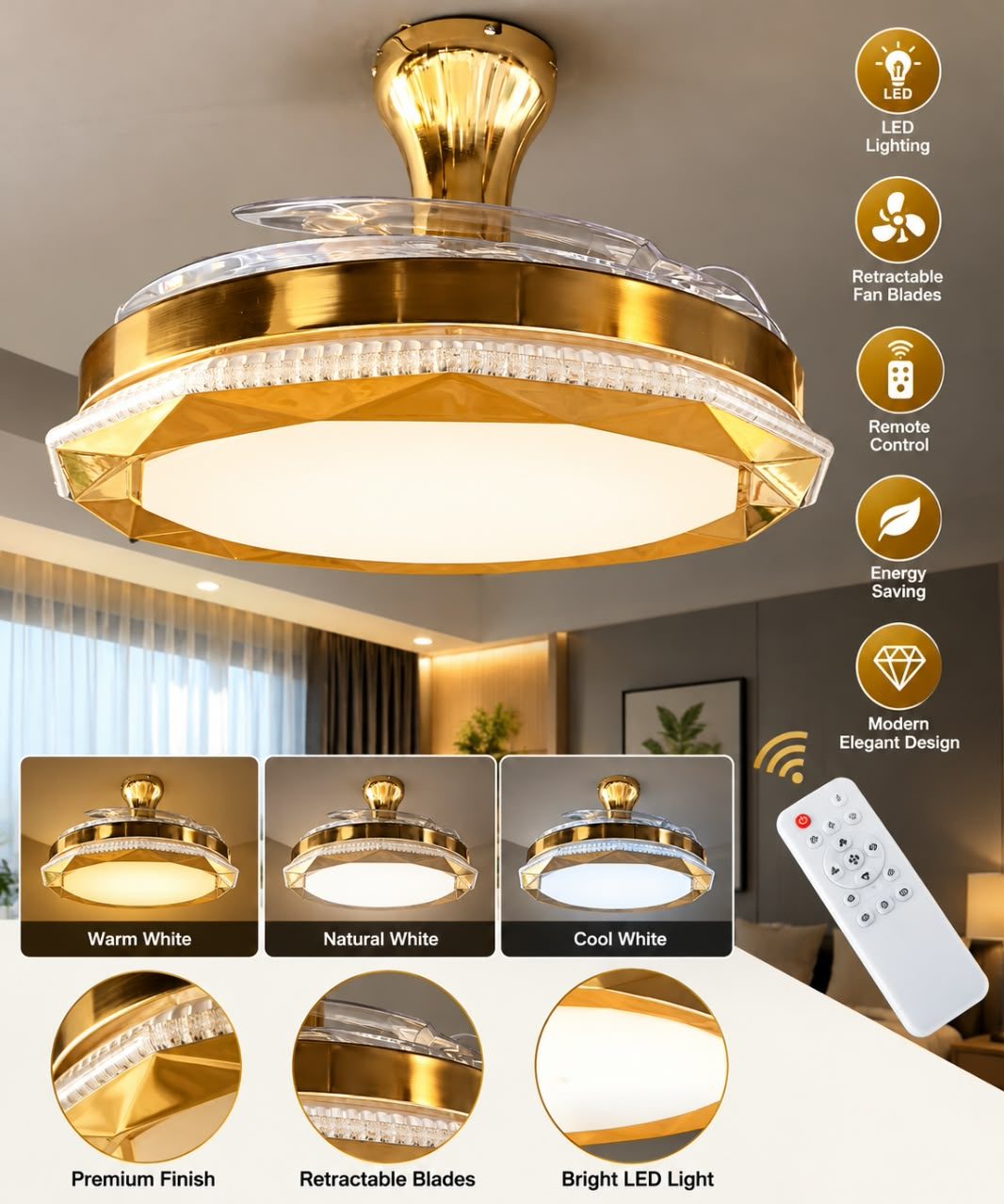 FAN LIGHT - 33060 - GOLDEN