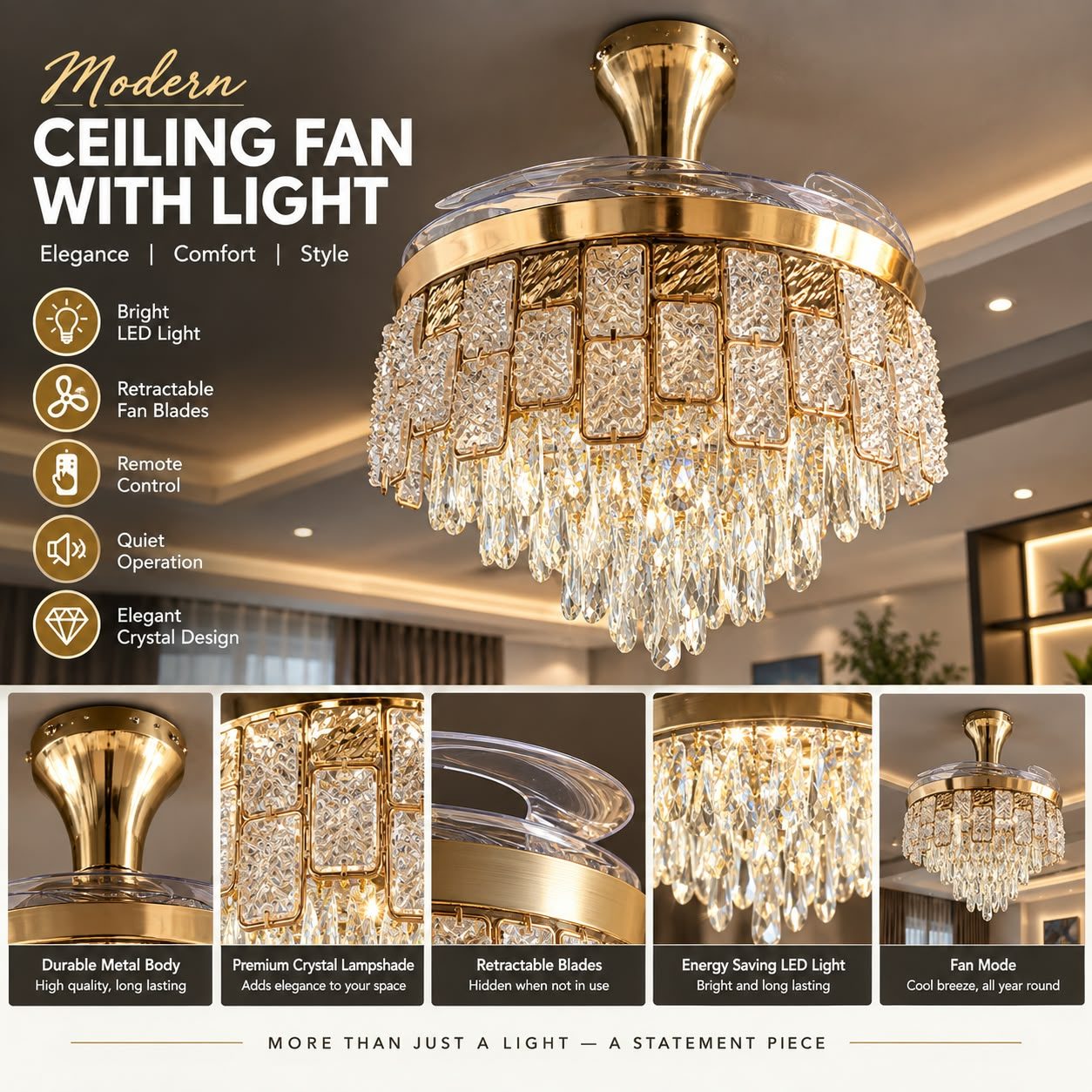 FAN LIGHT - 33071 - GOLDEN